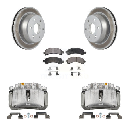 Rear Brake Caliper Coat Rotor Semi-Metallic Pad Kit For GMC Yukon Chevrolet Tahoe XL RWD KCG-100272P