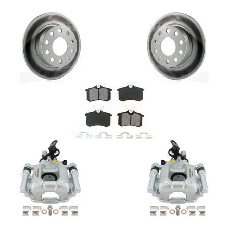 Rear Disc Brake Caliper Coated Rotors And Semi-Metallic Pads Kit For 2011 Volkswagen Jetta With 253mm Diameter Rotor KCG-100274S by Transit Auto