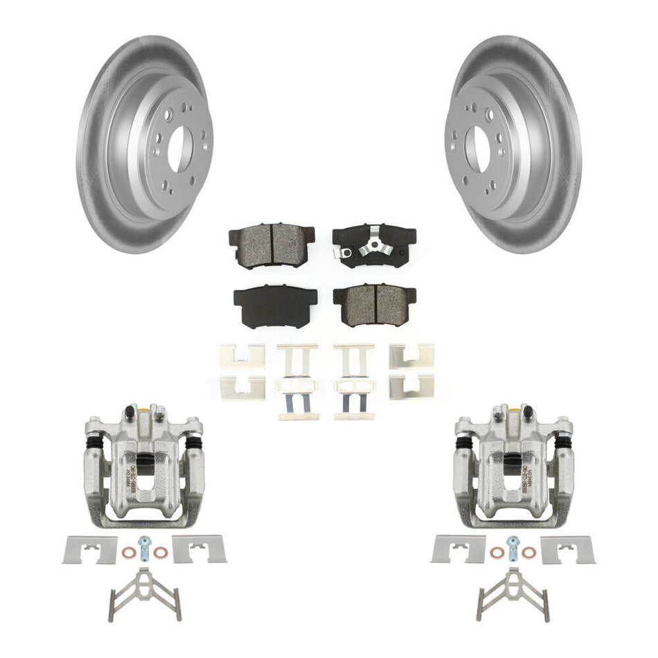 Rear Disc Brake Caliper Coat Rotor & Semi-Metallic Pad Kit For 2012-2015 Honda Crosstour KCG-100275S