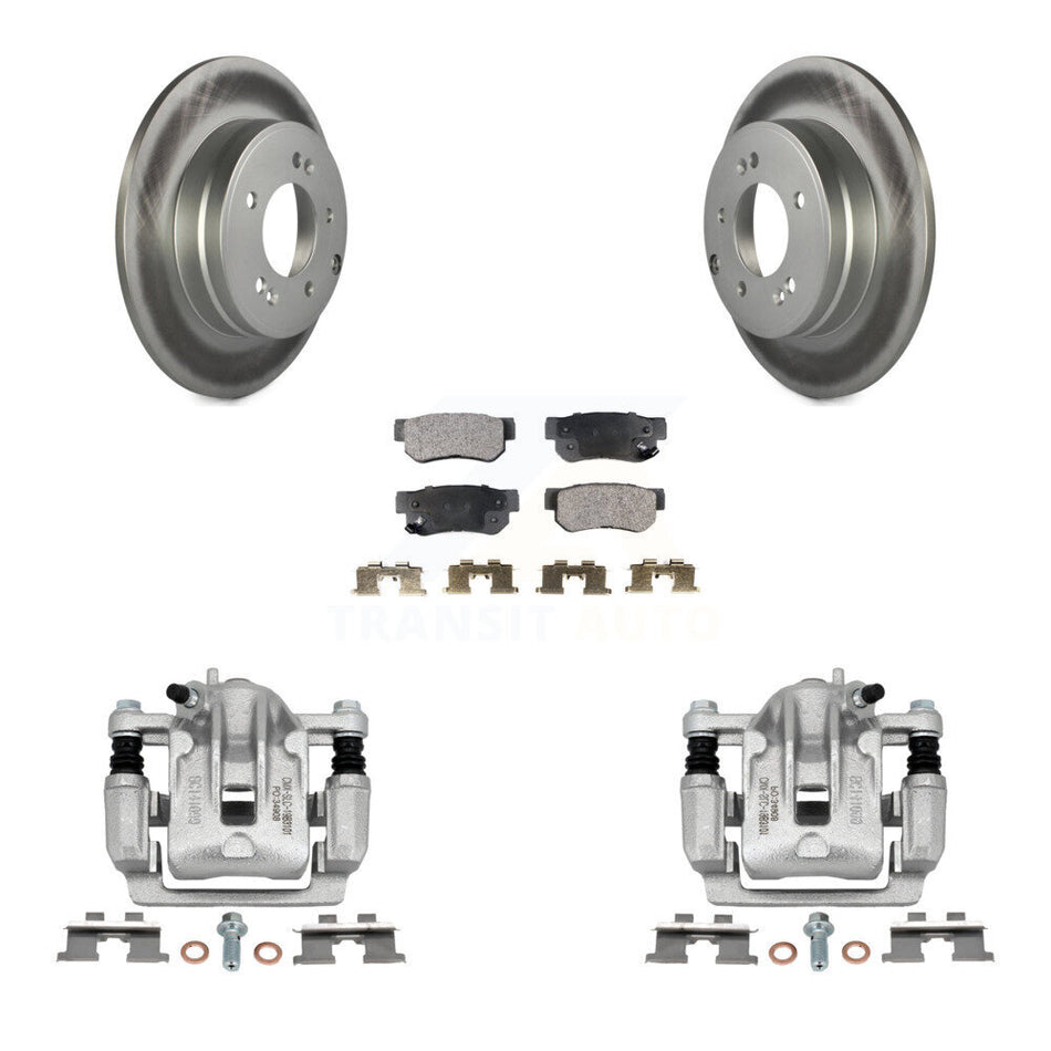 Rear Disc Brake Caliper Coated Rotors And Ceramic Pads Kit For 2006 Hyundai Sonata 3.3L To 03 06 KCG-100275T