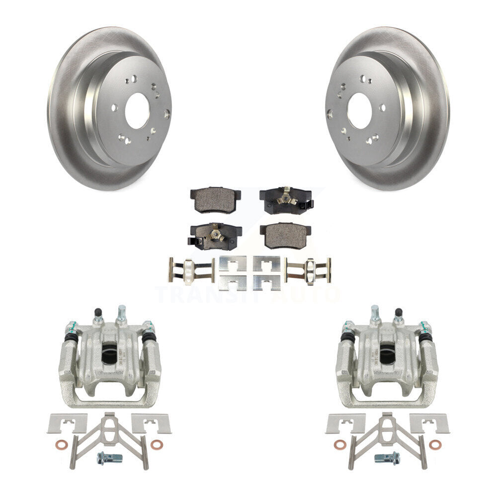 Rear Disc Brake Caliper Coated Rotors And Semi-Metallic Pads Kit For 2005-2006 Honda CR-V KCG-100276P by Transit Auto