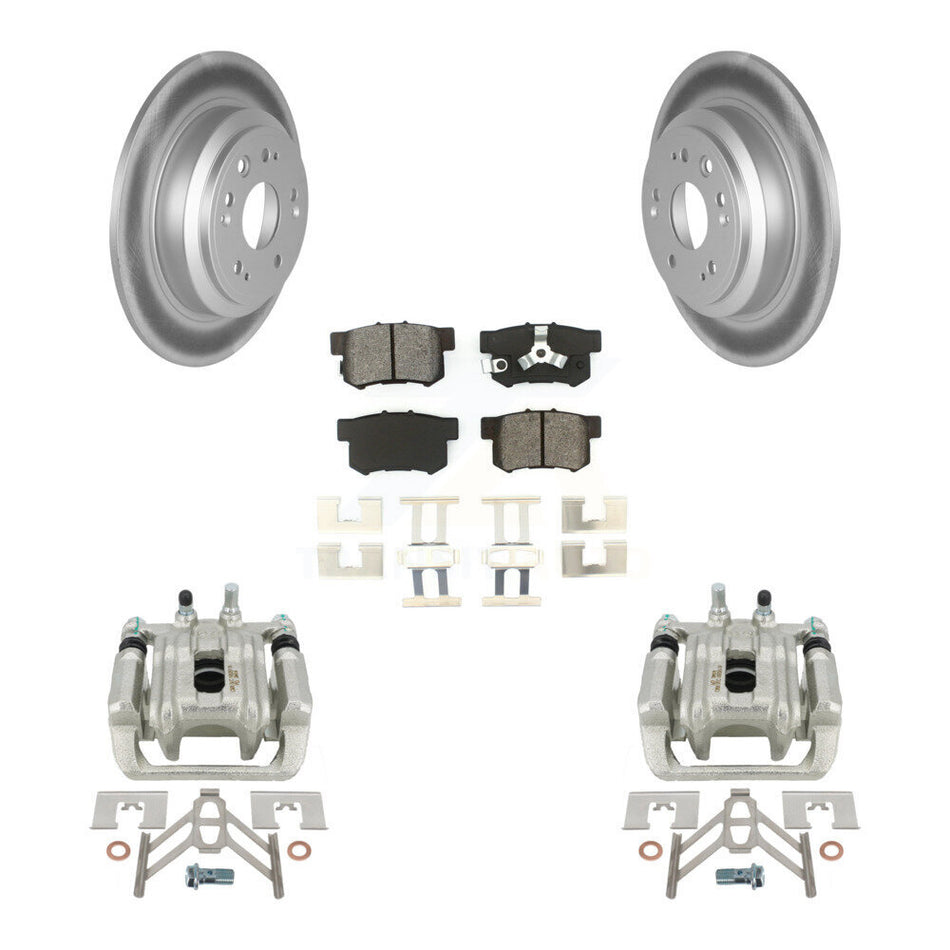 Rear Disc Brake Caliper Coated Rotors And Semi-Metallic Pads Kit For 2010-2011 Honda Accord Crosstour KCG-100276S