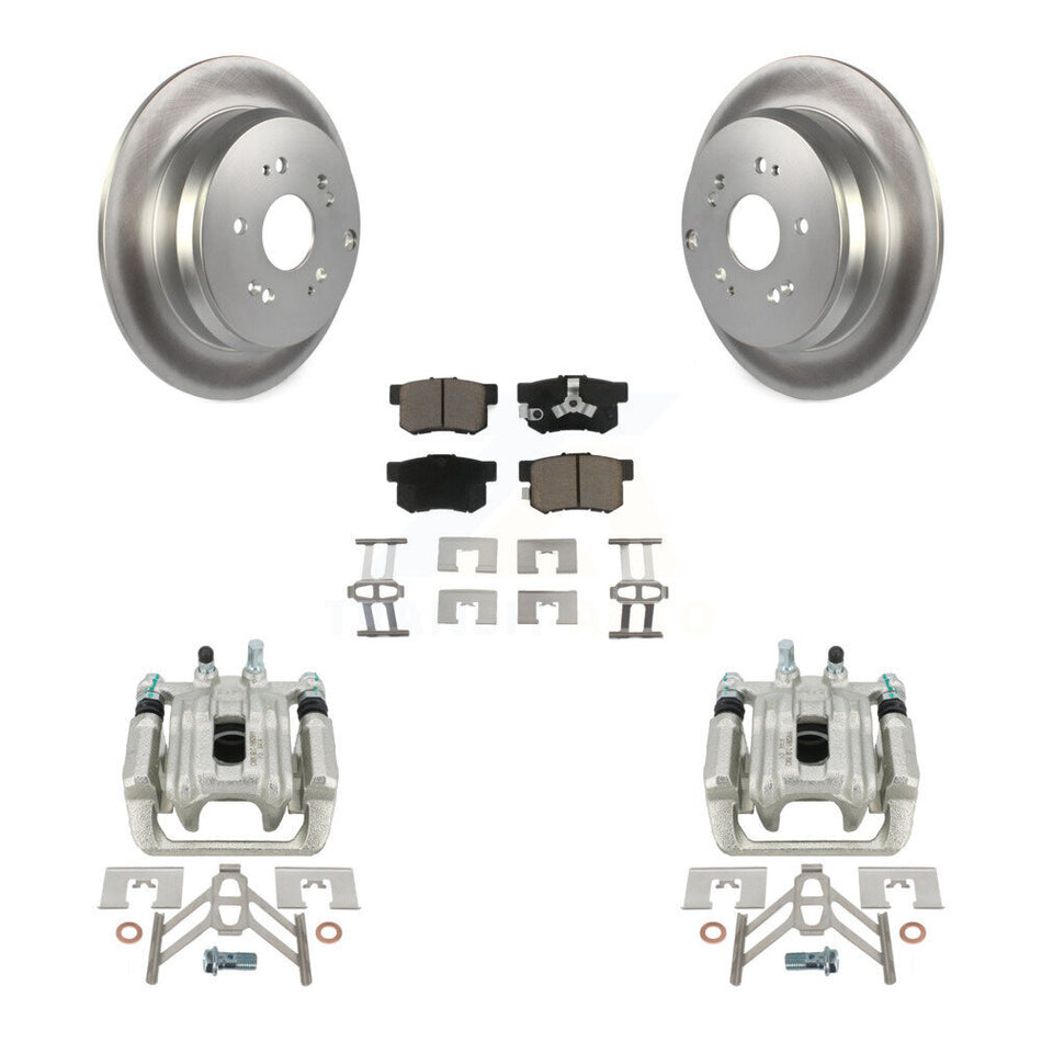 Rear Disc Brake Caliper Coated Rotors And Ceramic Pads Kit For 2005-2006 Honda CR-V KCG-100277C