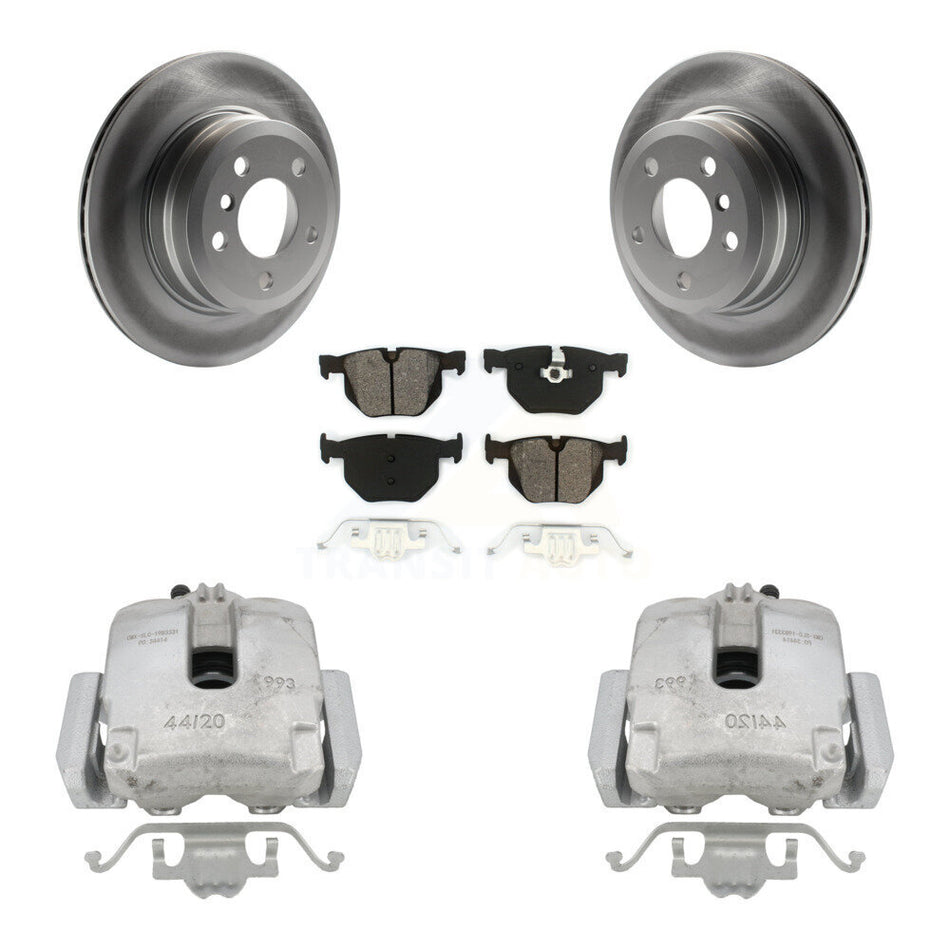 Rear Disc Brake Caliper Coated Rotors And Semi-Metallic Pads Kit For BMW X5 X6 KCG-100278S