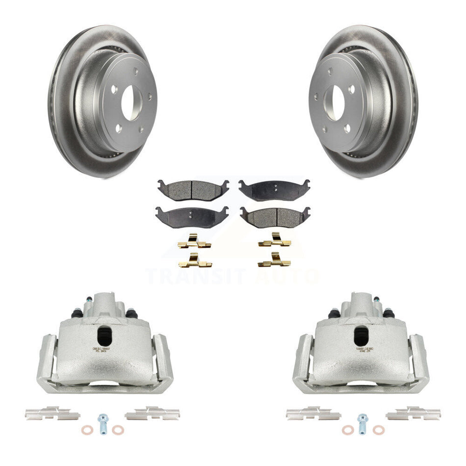 Rear Brake Caliper Coat Rotor & Ceramic Pad Kit For Ram 1500 Classic Dodge Durango Aspen KCG-100279T