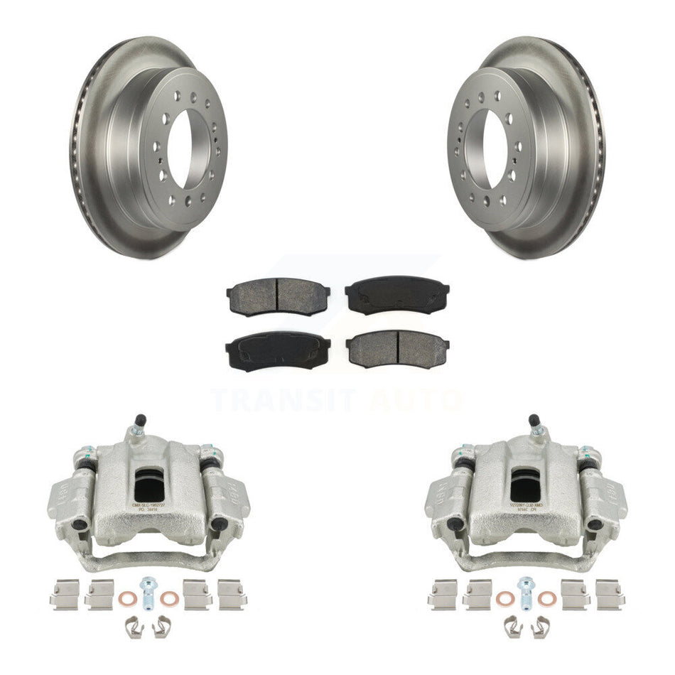 Rear Disc Brake Caliper Coated Rotors And Semi-Metallic Pads Kit For 2010-2014 Toyota FJ Cruiser KCG-100280S