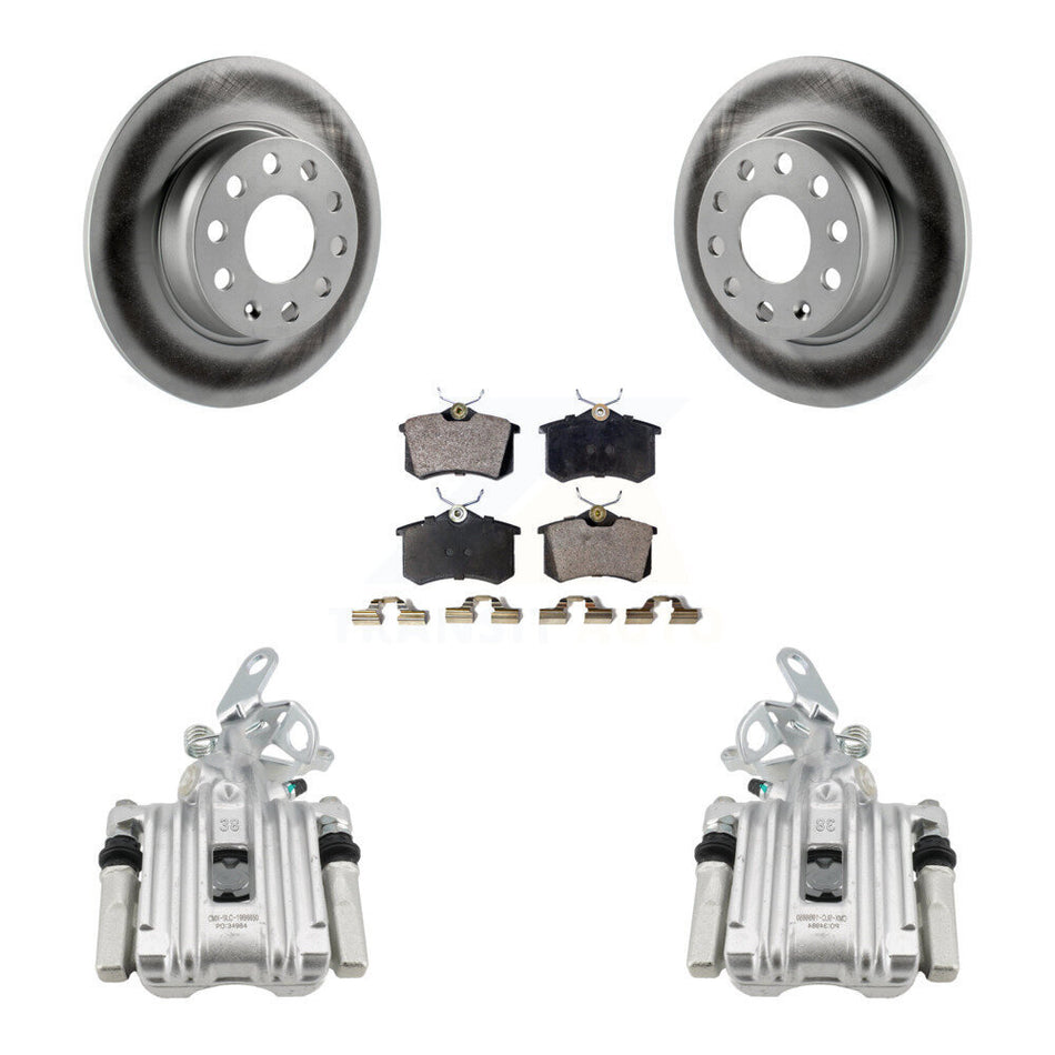 Rear Brake Caliper Coat Rotors Semi-Metallic Pad Kit For 2010-2013 Audi A3 DIESEL engine KCG-100281P