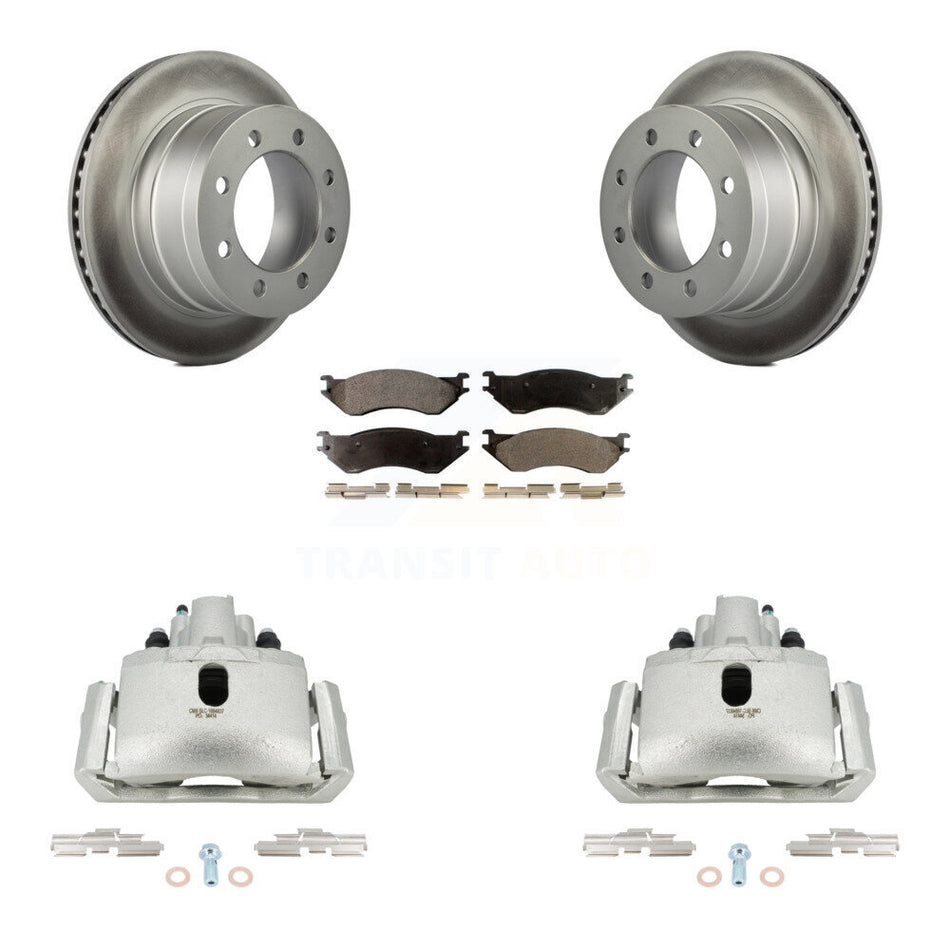 Rear Disc Brake Caliper Coat Rotors Ceramic Pad Kit For Dodge Ram 1500 With 8 Lug Wheels KCG-100281T