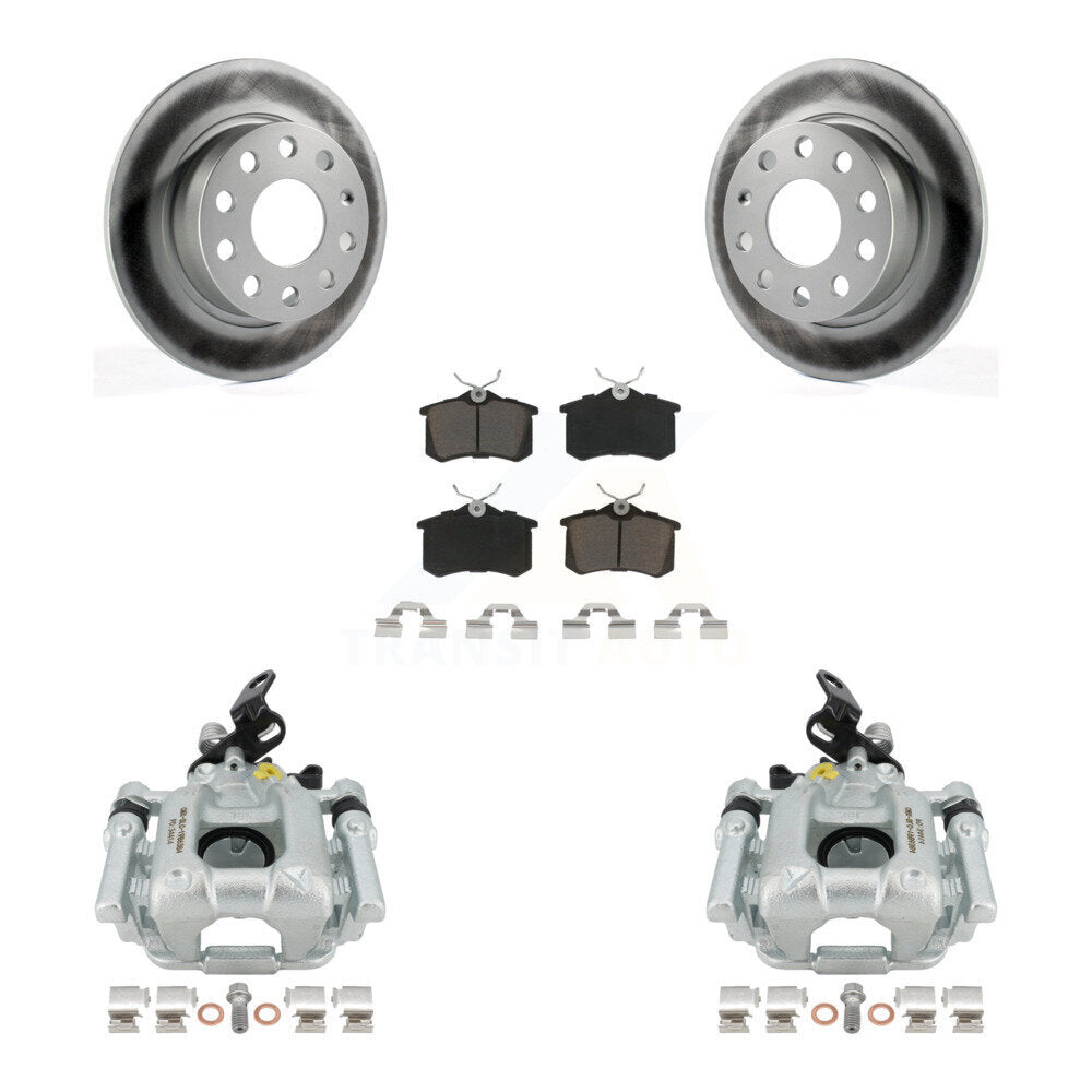 Rear Disc Brake Caliper Coated Rotors And Ceramic Pads Kit For 2011 Volkswagen Jetta With 253mm Diameter Rotor KCG-100283C by Transit Auto