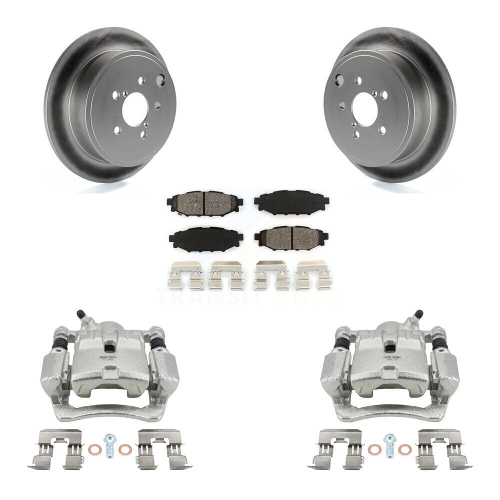 Rear Disc Brake Caliper Coat Rotor Semi-Metallic Pad Kit For Subaru Impreza Forester WRX KCG-100283S