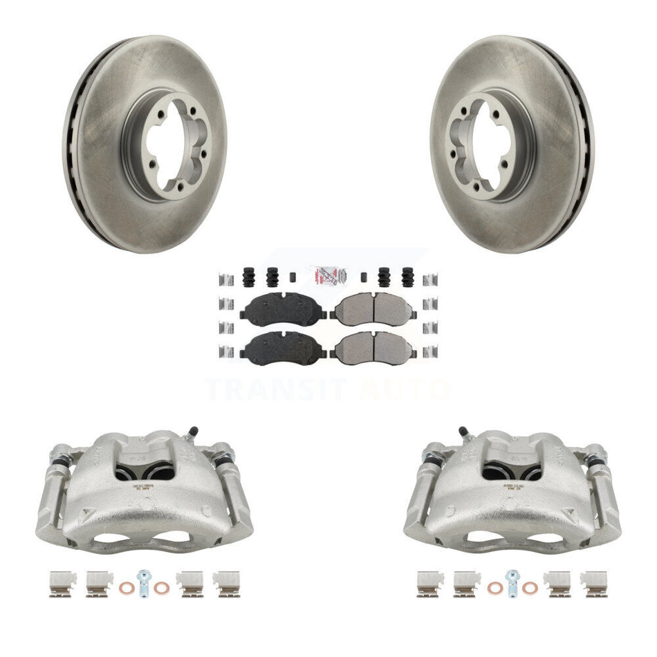Front Disc Brake Caliper Coated Rotors And Semi-Metallic Pad Kit For Ford Transit-350 HD KCG-100284N