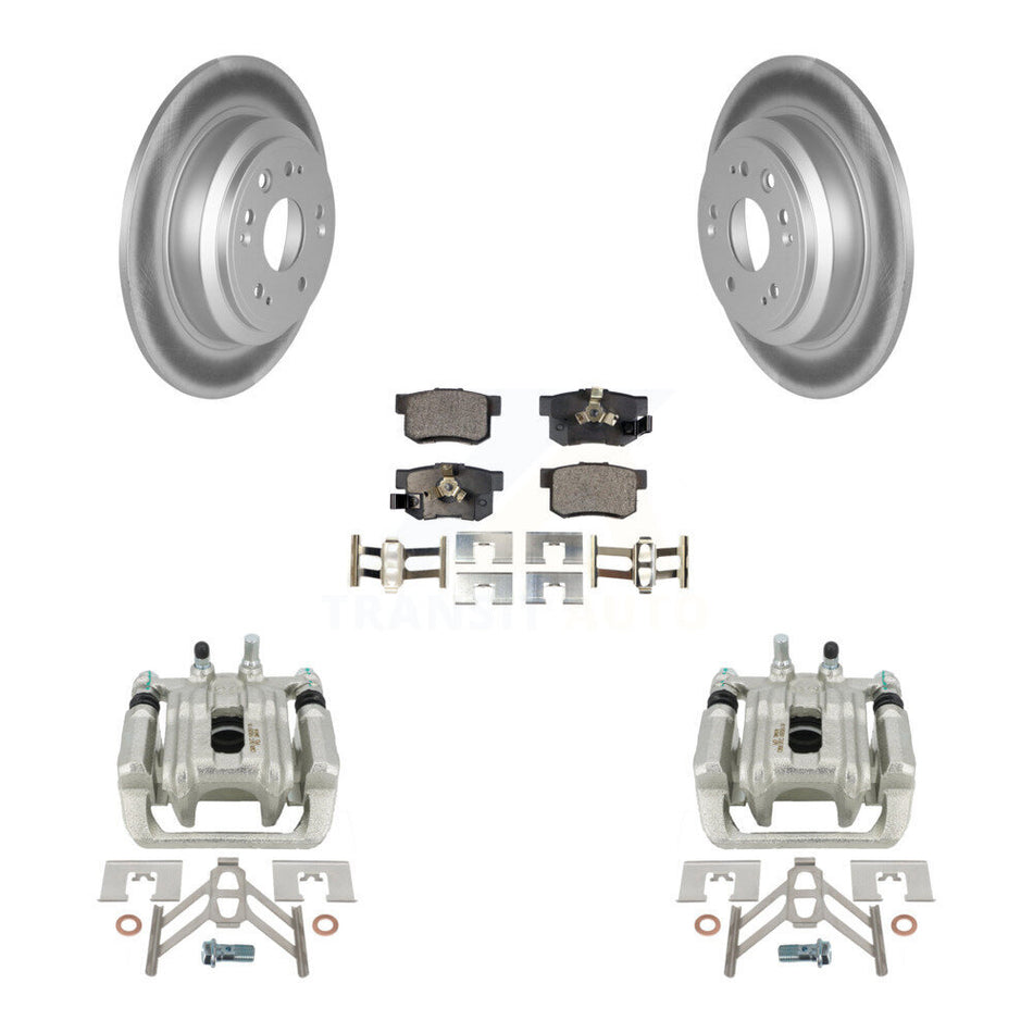Rear Disc Brake Caliper Coated Rotors And Semi-Metallic Pads Kit For 2010-2011 Honda Accord Crosstour KCG-100284P