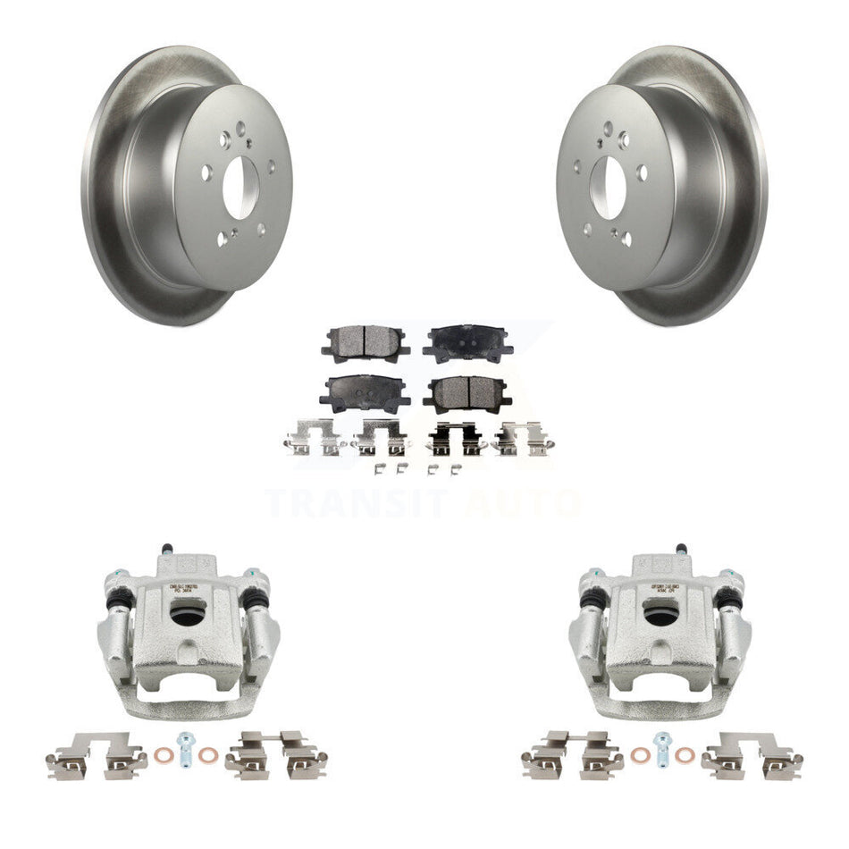 Rear Brake Caliper Coat Rotors & Ceramic Pad Kit For Lexus RX350 RX330 Toyota Highlander KCG-100286T