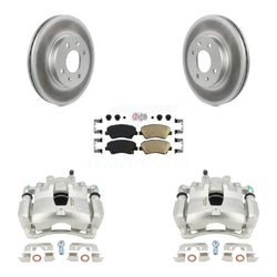 Front Disc Brake Caliper Coated Rotors And Ceramic Pads Kit For Hyundai Accent Kia Rio KCG-100287N