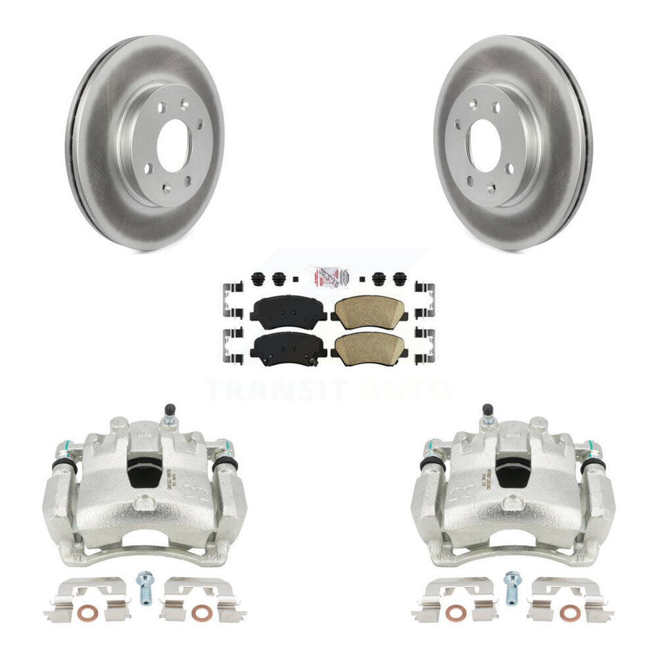 Front Disc Brake Caliper Coated Rotors And Ceramic Pads Kit For Hyundai Accent Kia Rio KCG-100287N