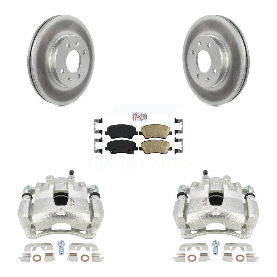 Front Disc Brake Caliper Coated Rotors And Ceramic Pads Kit For Hyundai Accent Kia Rio KCG-100288N
