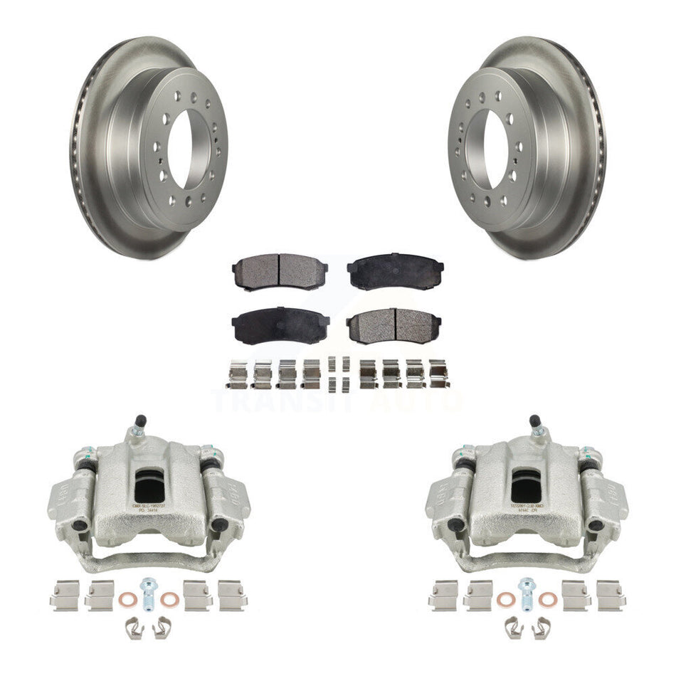 Rear Disc Brake Caliper Coated Rotors And Semi-Metallic Pads Kit For 2010-2014 Toyota FJ Cruiser KCG-100288P