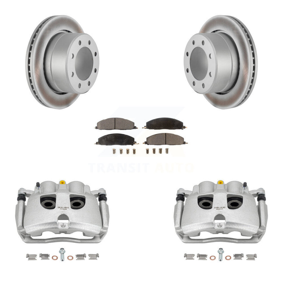 Rear Disc Brake Caliper Coated Rotors And Ceramic Pads Kit For Ram 2500 3500 Dodge KCG-100288T