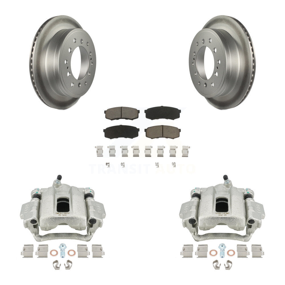 Rear Disc Brake Caliper Coated Rotors And Ceramic Pads Kit For 2010-2014 Toyota FJ Cruiser KCG-100289C by Transit Auto