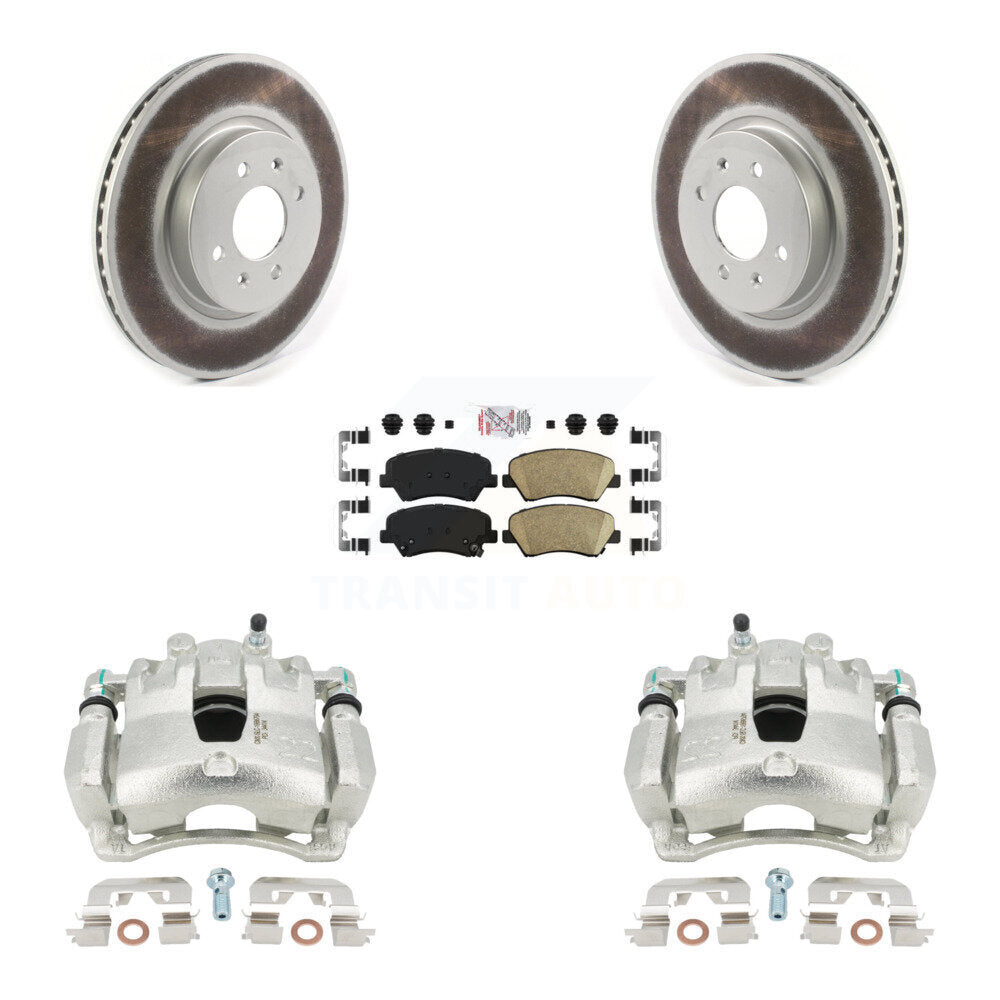 Front Disc Brake Caliper Coated Rotors And Ceramic Pads Kit For Kia Rio KCG-100289N by Transit Auto