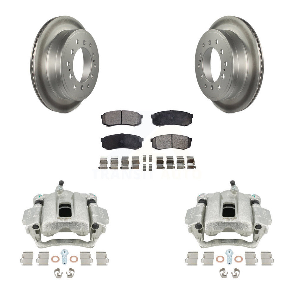 Rear Disc Brake Caliper Coated Rotors And Semi-Metallic Pads Kit For Toyota 4Runner Lexus GX460 KCG-100289P