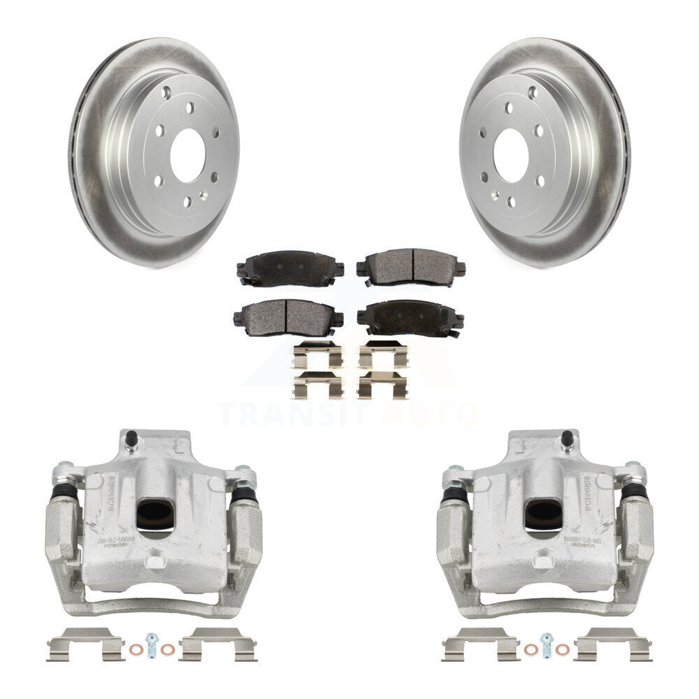 Rear Brake Caliper Coat Rotor And Ceramic Pad Kit For GMC Acadia Buick Enclave Chevrolet KCG-100290T