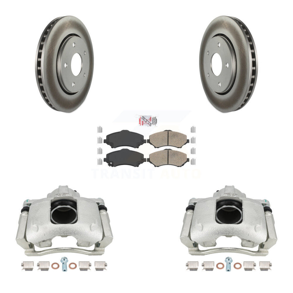 Front Disc Brake Caliper Coated Rotors And Ceramic Pads Kit For 2009-2011 Dodge Journey KCG-100292N by Transit Auto