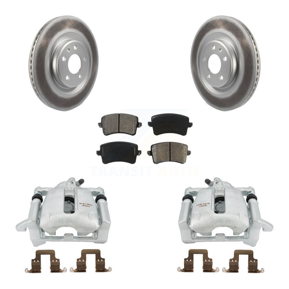 Rear Disc Brake Caliper Coated Rotors And Semi-Metallic Pads Kit For 2012 Audi A5 Quattro With 330mm Diameter Rotor KCG-100292S by Transit Auto