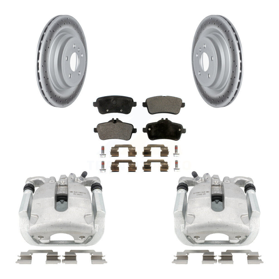 Rear Disc Brake Caliper Coated Rotors And Ceramic Pads Kit For 2014-2015 Mercedes-Benz ML350 With Sport Package KCG-100293T