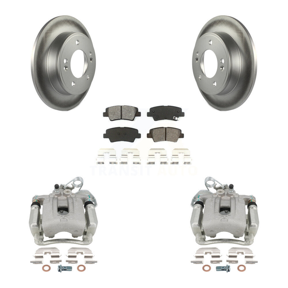 Rear Disc Brake Caliper Coated Rotors And Semi-Metallic Pads Kit For Hyundai Elantra Coupe KCG-100294S by Transit Auto