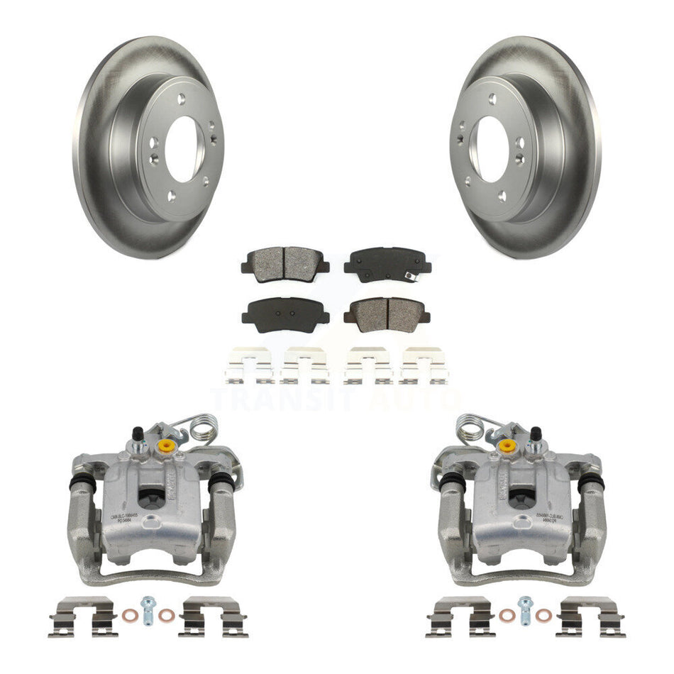Rear Disc Brake Caliper Coated Rotors And Semi-Metallic Pads Kit For Hyundai Elantra Coupe KCG-100294S