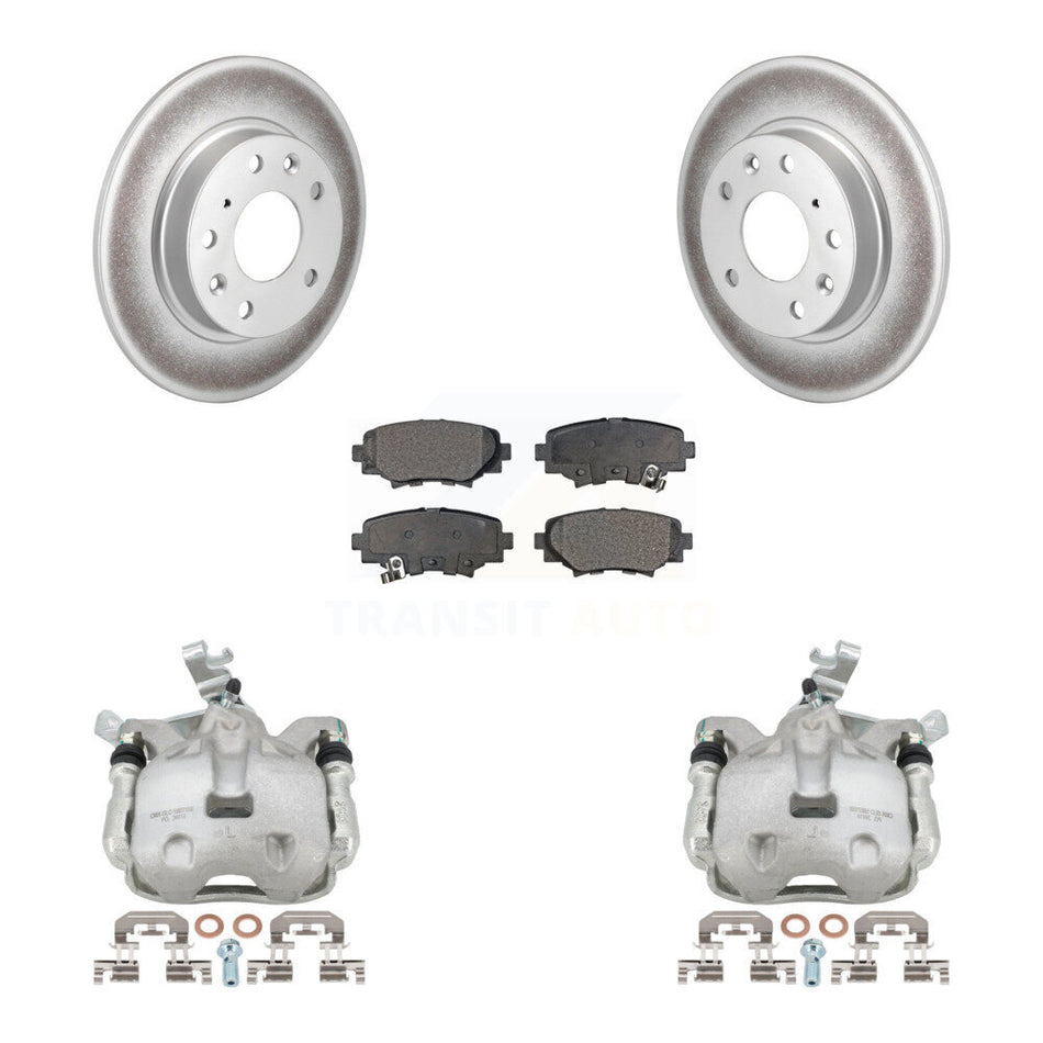 Rear Disc Brake Caliper Coated Rotors And Semi-Metallic Pads Kit For 2014-2016 Mazda 3 Sport Vehicles Manufactured In Japan 2.5L/2.0L KCG-100295P
