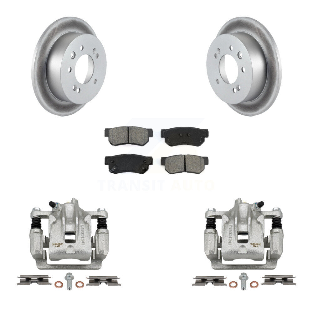 Rear Disc Brake Caliper Coated Rotors And Semi-Metallic Pads Kit For Hyundai Elantra KCG-100295S