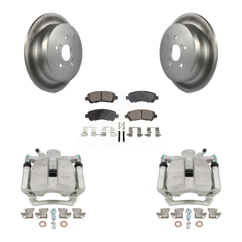 Rear Disc Brake Caliper Coated Rotors And Ceramic Pads Kit For 2014 Toyota Highlander Hybrid Limited with FULL HYBRID EV-GAS (FHEV) engine KCG-100297T by Transit Auto