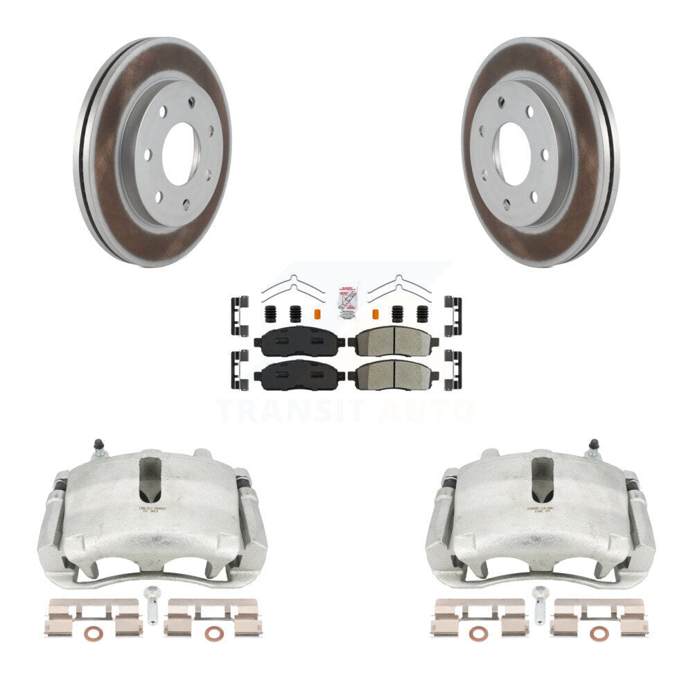 Front Disc Brake Caliper Coated Rotors And Semi-Metallic Pads Kit For Ford F-150 Lincoln Mark LT 4WD KCG-100298N by Transit Auto