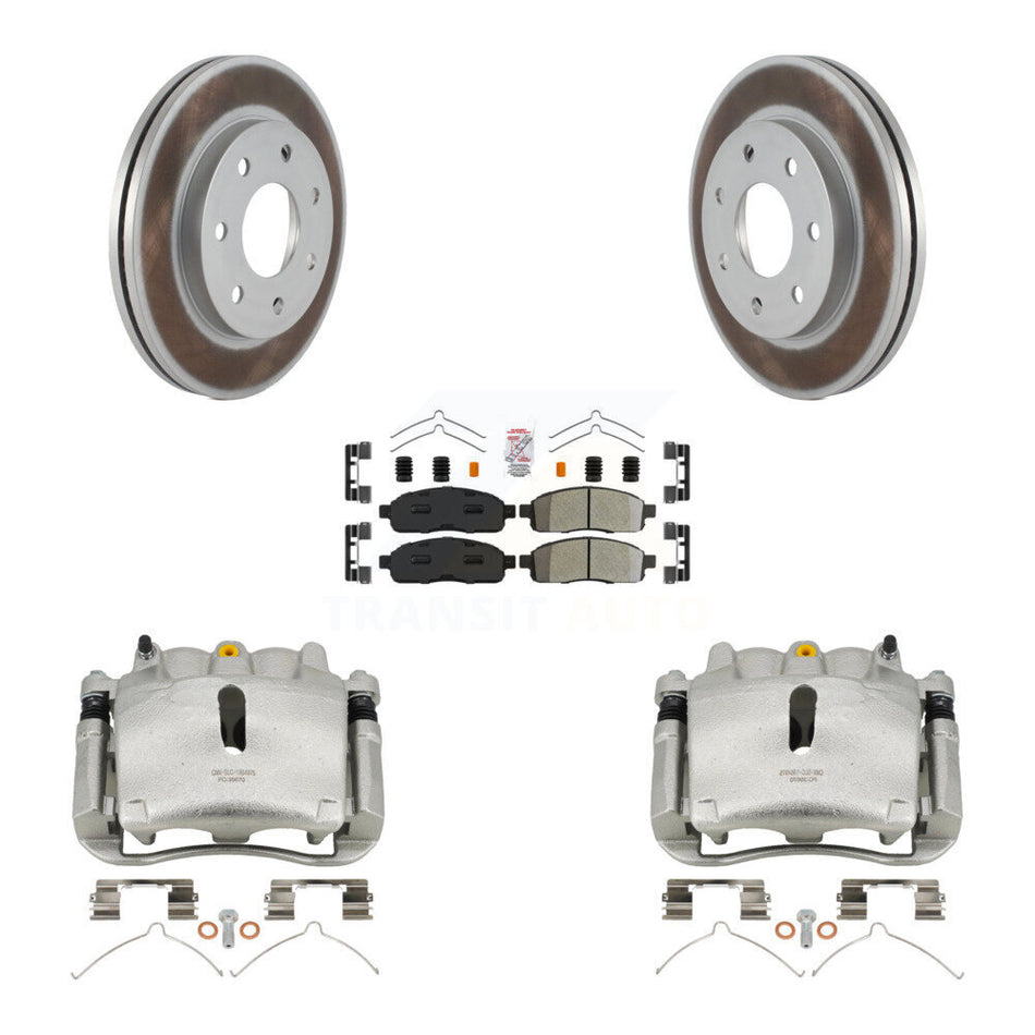 Front Disc Brake Caliper Coated Rotors And Semi-Metallic Pads Kit For Ford F-150 Lincoln Mark LT 4WD KCG-100298N