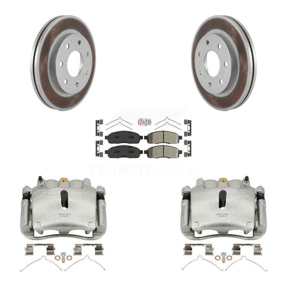 Front Disc Brake Caliper Coated Rotors And Semi-Metallic Pads Kit For Ford F-150 Lincoln Mark LT 4WD KCG-100299N
