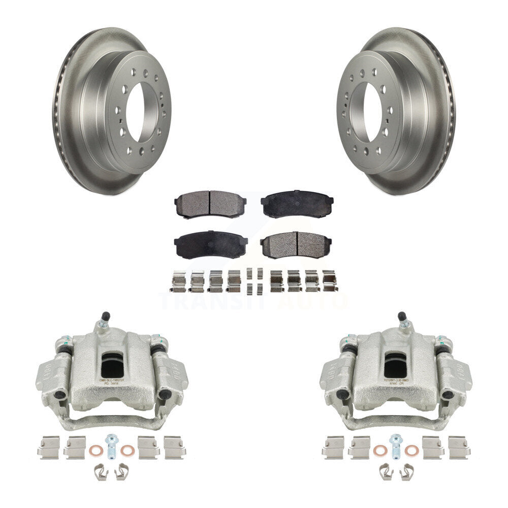 Rear Disc Brake Caliper Coated Rotors And Ceramic Pads Kit For 2010-2014 Toyota FJ Cruiser KCG-100299T by Transit Auto