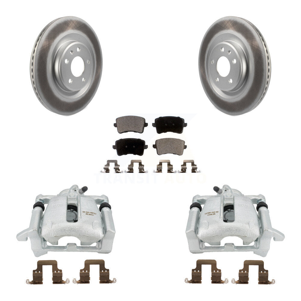 Rear Disc Brake Caliper Coated Rotors And Semi-Metallic Pads Kit For 2012 Audi A5 Quattro With 330mm Diameter Rotor KCG-100300P by Transit Auto