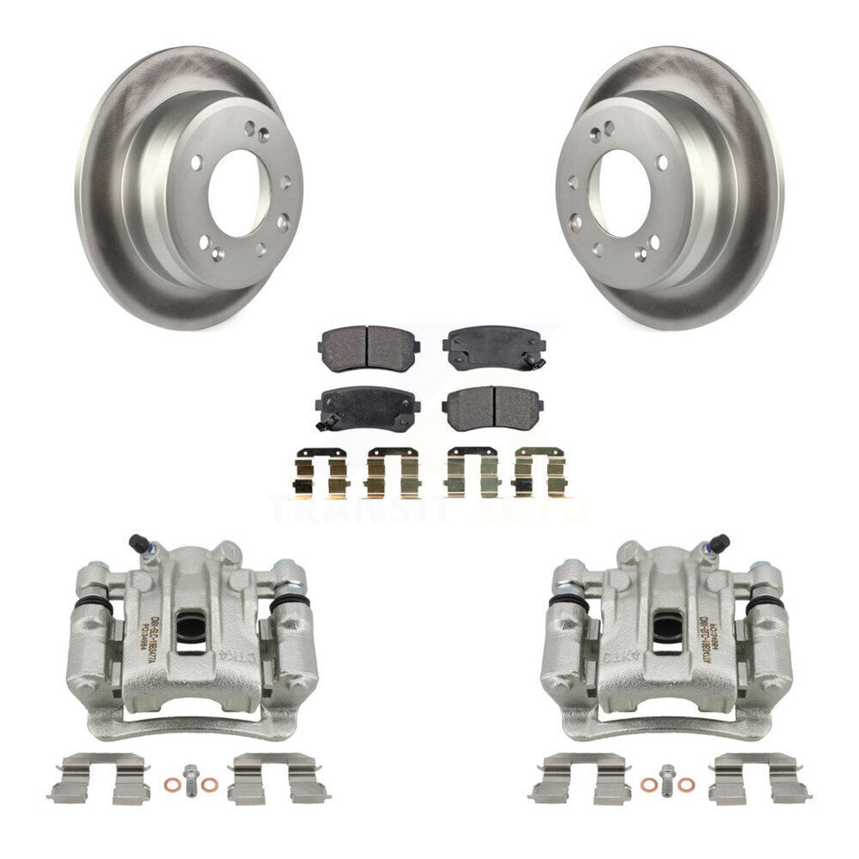 Rear Disc Brake Caliper Coated Rotors And Semi-Metallic Pads Kit For Hyundai Elantra KCG-100301P
