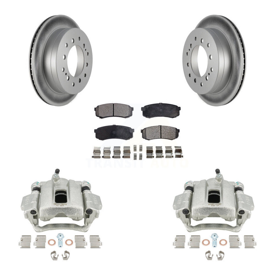 Rear Disc Brake Caliper Coated Rotors And Ceramic Pads Kit For Toyota Sequoia Lexus GX470 KCG-100301T by Transit Auto