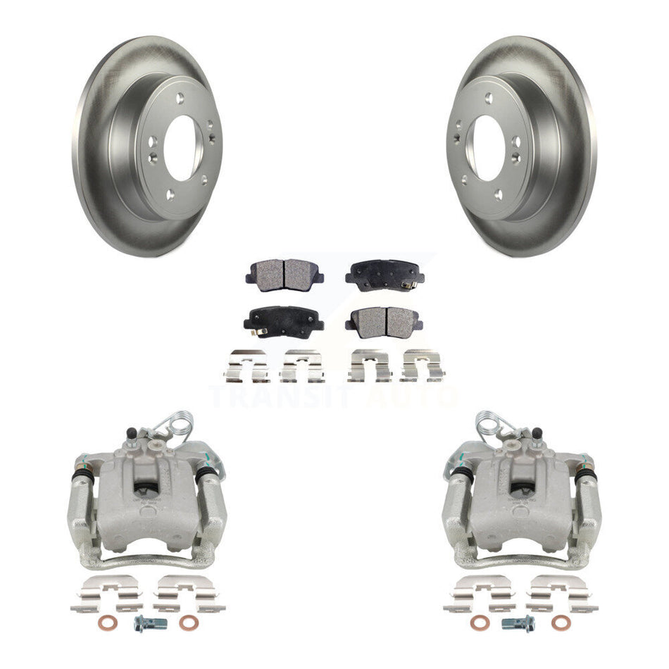 Rear Disc Brake Caliper Coated Rotors And Semi-Metallic Pads Kit For Hyundai Elantra Coupe KCG-100302P by Transit Auto