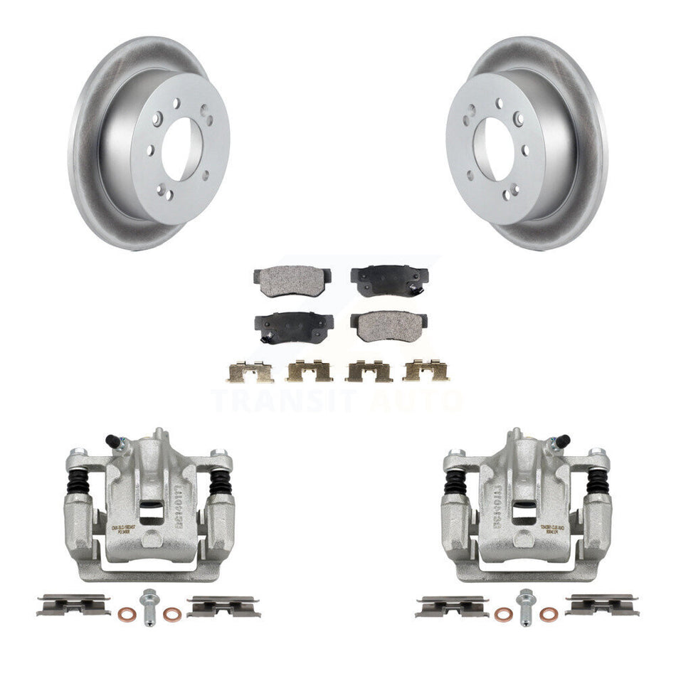 Rear Disc Brake Caliper Coated Rotors And Semi-Metallic Pads Kit For Hyundai Elantra KCG-100303P