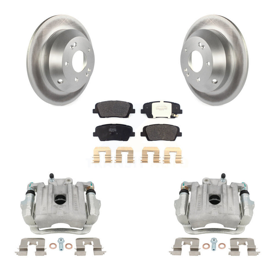 Rear Brake Caliper Coat Rotor And Semi-Metallic Pad Kit For Kia Sorento Hyundai Santa Fe KCG-100308P