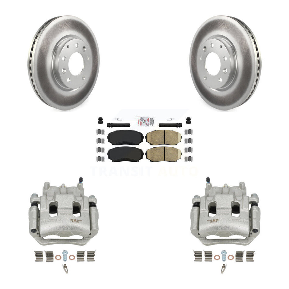 Front Disc Brake Caliper Coated Rotors And Ceramic Pad Kit For 2007-2009 Lincoln MKX FWD KCG-100309N