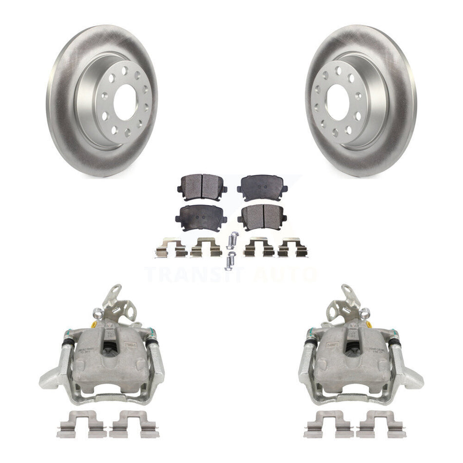 Rear Disc Brake Caliper Coated Rotors And Semi-Metallic Pads Kit For Volkswagen GTI Audi A3 Quattro With 282mm Diameter Rotor KCG-100309P