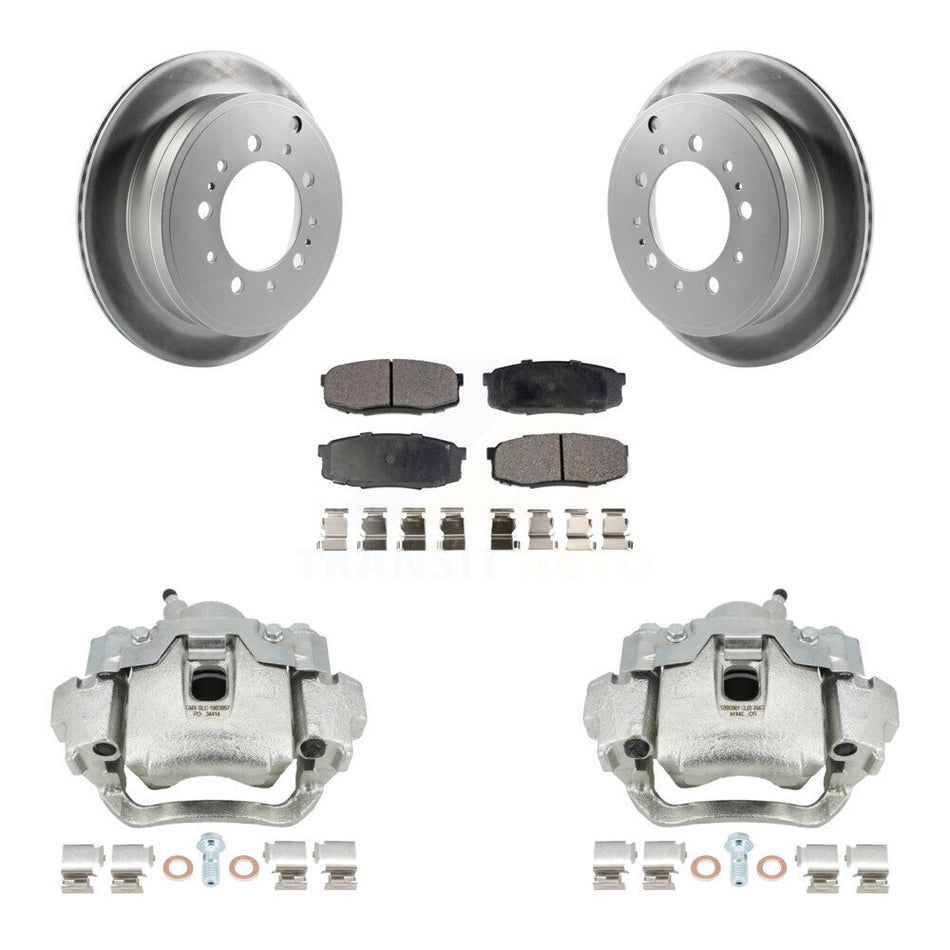 Rear Disc Brake Caliper Coated Rotors And Semi-Metallic Pads Kit For Lexus LX570 Toyota Land Cruiser KCG-100311P