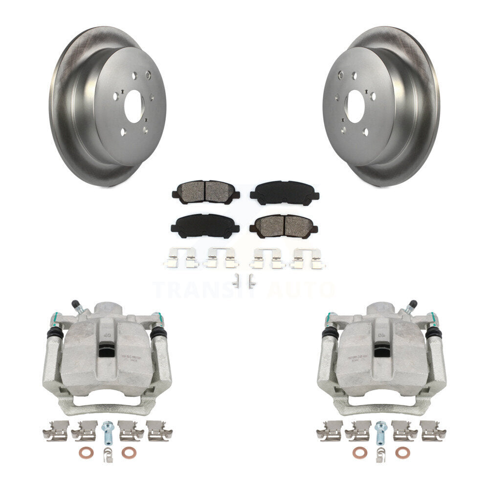 Rear Disc Brake Caliper Coated Rotors And Semi-Metallic Pads Kit For 2014 Toyota Highlander Hybrid Limited with FULL HYBRID EV-GAS (FHEV) engine KCG-100313S by Transit Auto