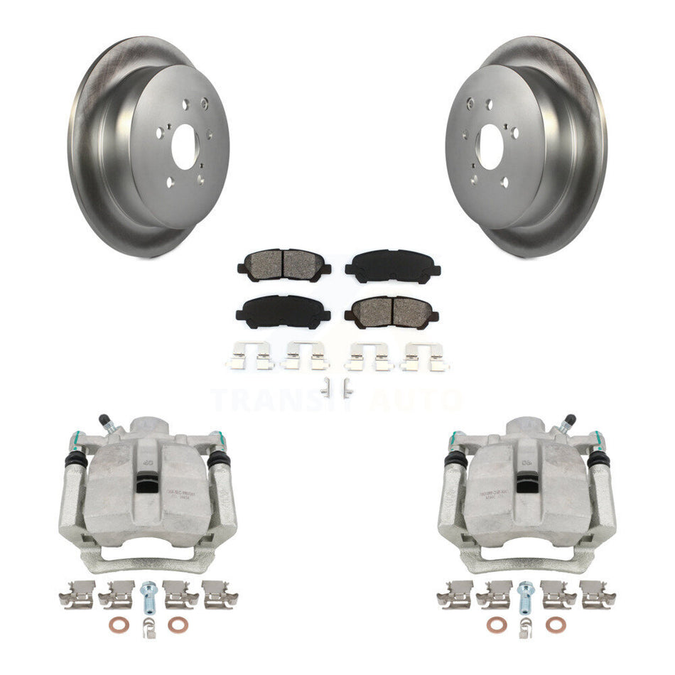 Rear Disc Brake Caliper Coated Rotors And Semi-Metallic Pads Kit For 2014 Toyota Highlander Hybrid Limited with FULL HYBRID EV-GAS (FHEV) engine KCG-100313S by Transit Auto