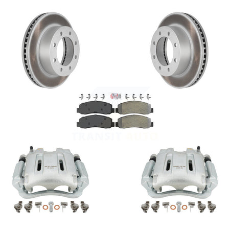 Front Disc Brake Caliper Coated Rotors And Semi-Metallic Pads Kit For Ford F-250 Super Duty F-350 KCG-100316N by Transit Auto